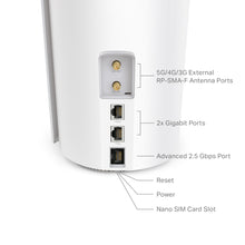 Carica l'immagine nel visualizzatore di Gallery, TP-Link Deco X50 5G LTE WiFi 6 AX3000 3 connettori RJ45 2 RP-SMA per antenna esterna