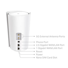 Carica l'immagine nel visualizzatore di Gallery, TP-Link Deco X80 5G LTE WiFi 6 AX6000 2 RJ45 RJ11 2 Connettore SMA Antenna esterna
