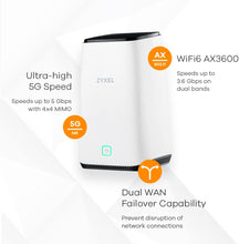 Carica l'immagine nel visualizzatore di Gallery, ZyXEL FWA510 Nebula 5G NR Router per interni 2xRJ45 2.5G 1xUSB 3.0 4 porte TS9 per antenna esterna