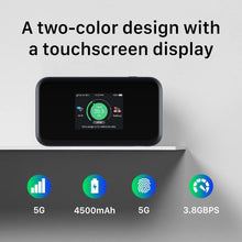 Carica l'immagine nel visualizzatore di Gallery, ZTE MU5001 Nero Hotspot Pebble 5G 4G Categoria 22 WiFi 6 Batteria da 4500 mAh con ricarica rapida